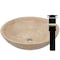 Novatto Beige Travertine Vessel Sink and Matte Black Umbrella Drain NOSV-BTMB - alternate 1
